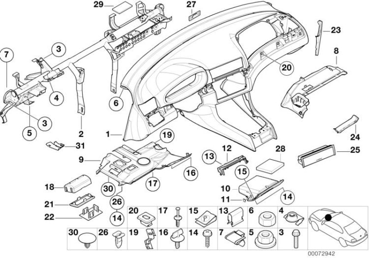 51718237236 Covering right Vehicle trim Instrument carrier  mounting parts BMW 3er E90 E46 >72942<, Lamierino destra