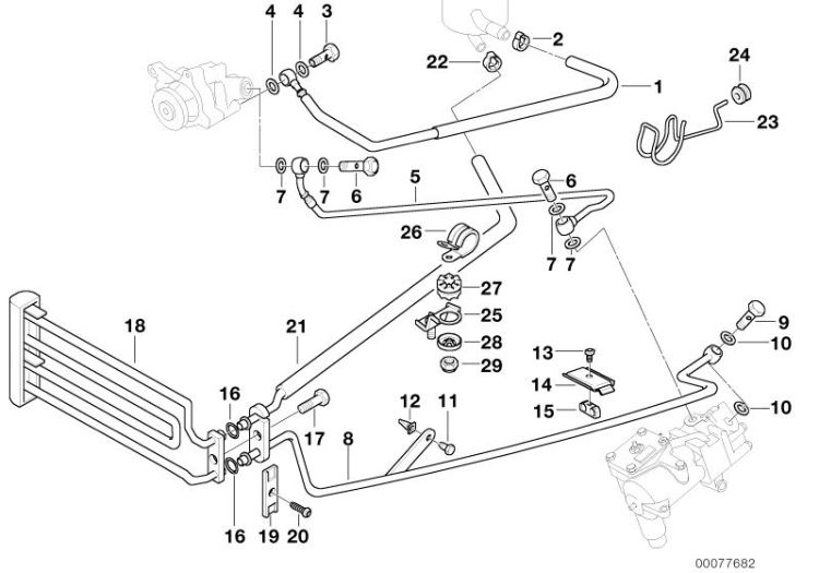 32411093727 Intake manifold Steering Lubrication system BMW 8er E31 E38 >77682<, Tubazione d`aspirazione