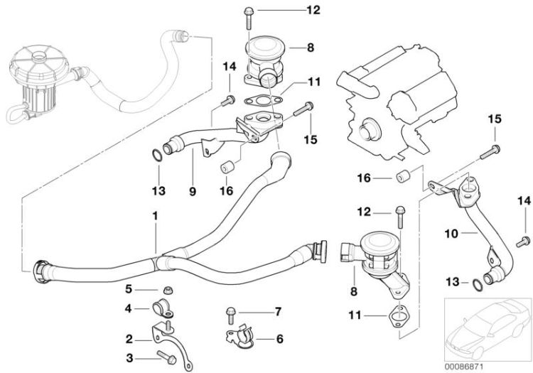 11727508270 Pressure hose assy Engine Exhaust manifold BMW 7er F01 E60 E61 E64 E63 E65 >86871<, Tuberia de presion