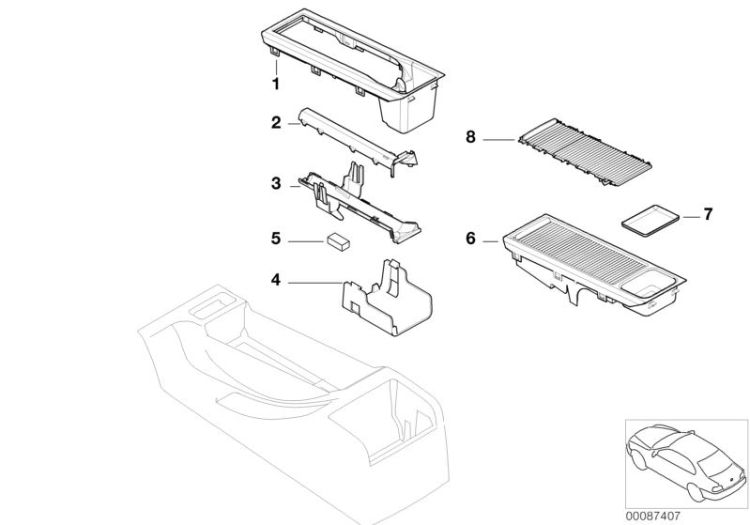 51167039184 Roller cover Vehicle trim Centre armrest  oddments trays BMW 3er E90 E46 >87407<, Cubierta arrollable