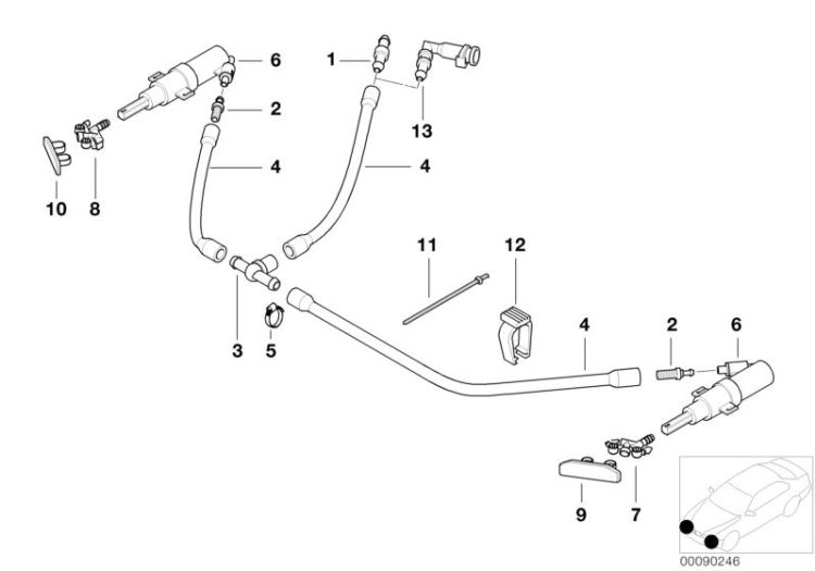 61674290867 SPRAY NOZZLE LEFT Vehicle electrical system Windscreen wiper syst head lamp cleaning BMW 3er E90 61678375541 E46 >90246<, Difusor izquierda