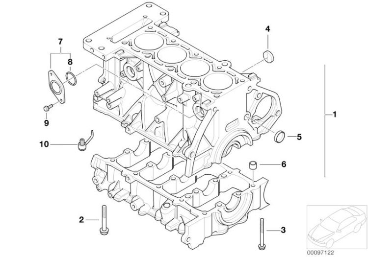 Engine block with crankgear, Number 01 in the illustration