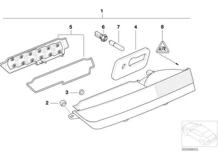 Repair kit, tail light pcb, right, Number 05 in the illustration