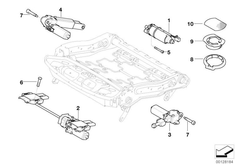 Antrieb Sitzneigungsverstell. re. Memory, Nummer 03 in der Abbildung