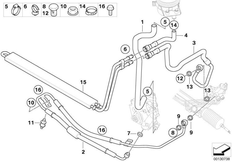 17117539122 COOLING COIL Steering Lubrication system BMW X5 E70 17111439109 E53 >130738<, Tubo a serpente di raffreddamento