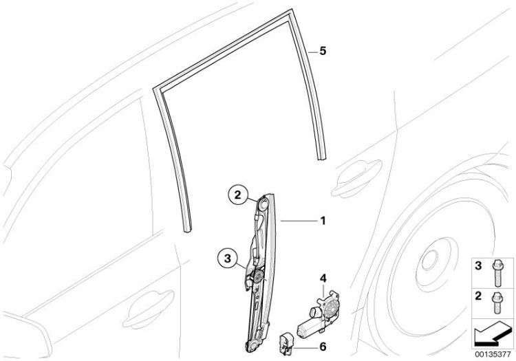 51357184746 Window lifter without motor rear right Vehicle trim Door rear BMW 5er F07 51357075674 E60 E61 E61N >135377<, Alzacristales sin motor tras. dcha.