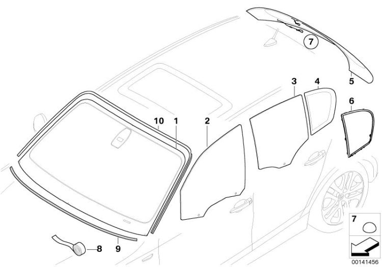 51357067793 Door window rear left Vehicle trim Glazing BMW 1er E88 E87N >141456<, Cristallo d porta, posteriore sinistra