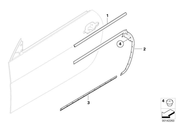 51337008571 Channel cover exterior door front left Bodywork Door front BMW 6er F06 E64 E63 E63N >142263<, Cubierta pozo exterior puerta del.iz.