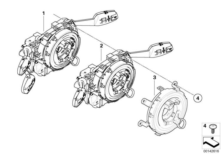 Switch cluster steering column, Number 01 in the illustration