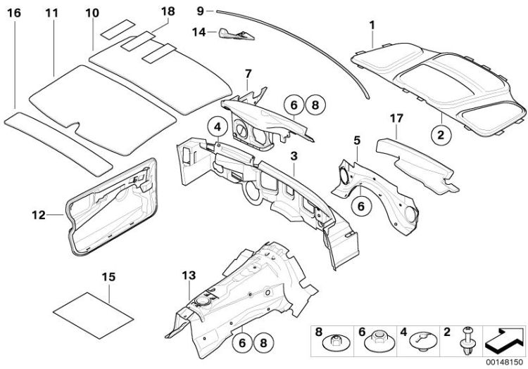 51487066743 SOUND INSULATING ROOF REAR Vehicle trim Insulation BMW 5er E61 E60 E61 >148150<, Insonorizacion techo trasera