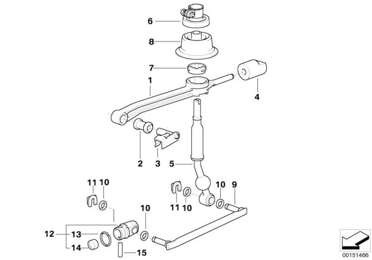 Straight selector rod, Number 09 in the illustration