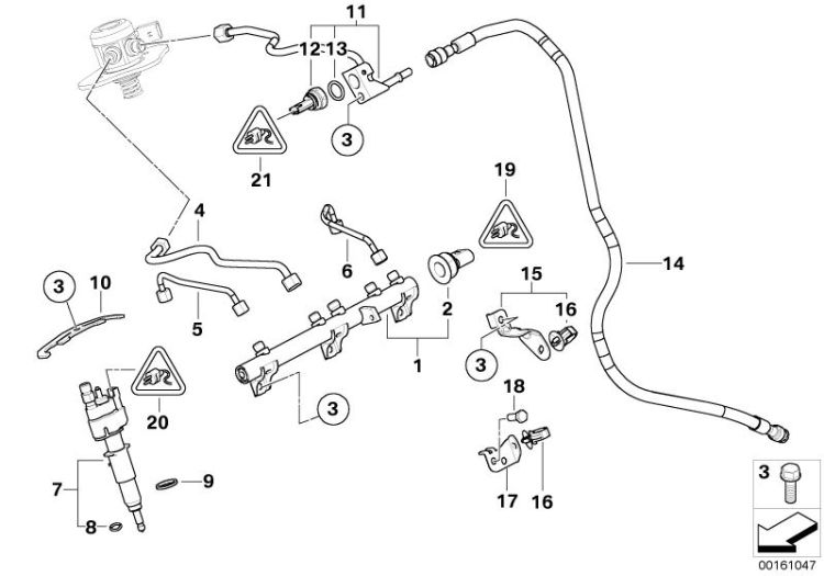 13537562475 Feed line with sensor Fuel Preparation System Fuel injection system BMW 3er F30 13534561986 E81 E88 E82 E92 E90 E61N >161047<, Tubería de alimentación con sensor