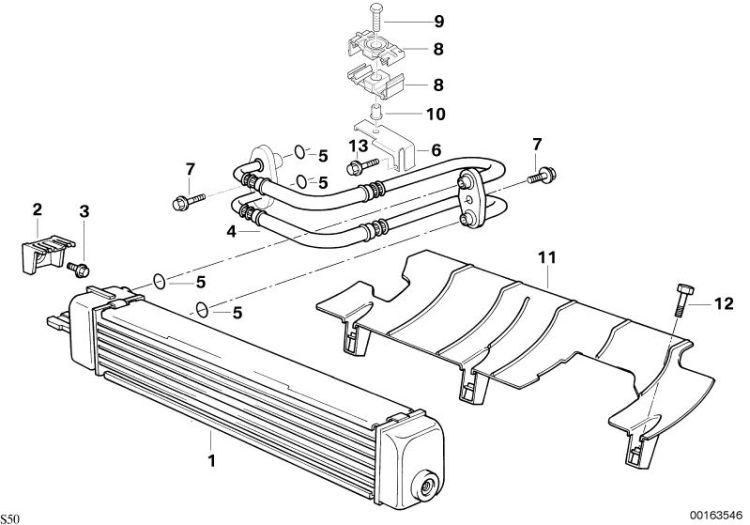 Bracket oil cooler mounting, Number 02 in the illustration