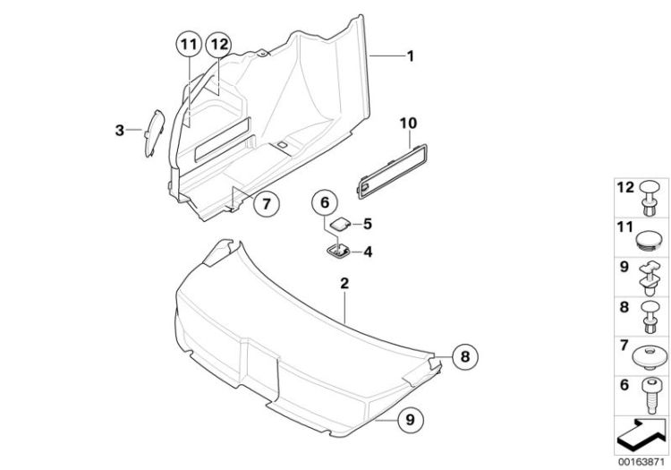 REVETEMENT DE COFFRE A BAGAGES gauche, numéro 01 dans l'illustration