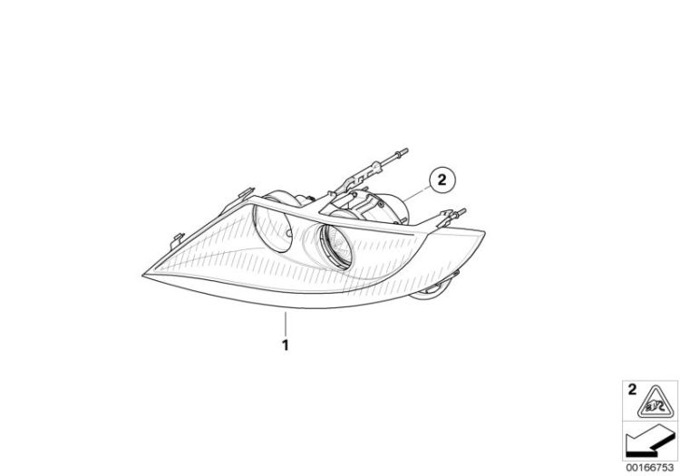 Headlight, chrome right, Number 01 in the illustration