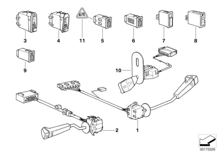 Switch adjuster steering column, Number 10 in the illustration