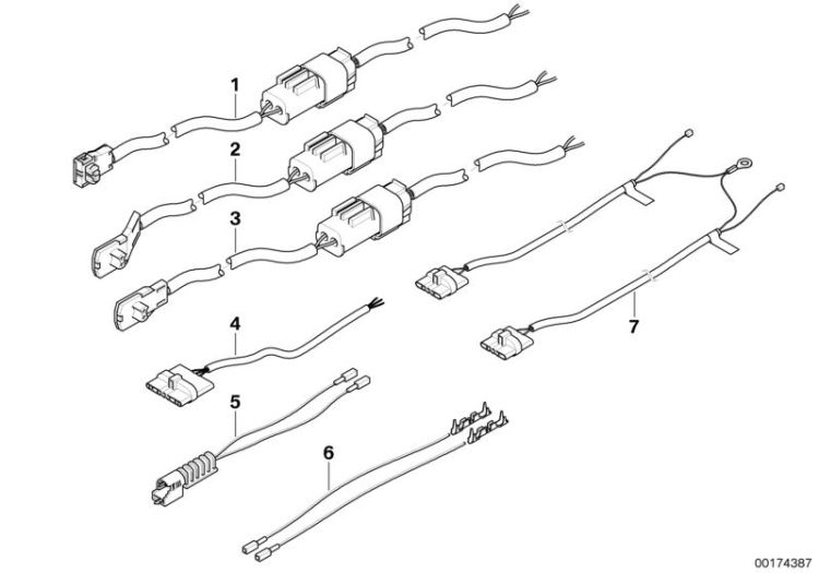61129118137 Rep cable f column A B and side airbag Vehicle electrical system Supplementary cable sets BMW 6er E24 61126912465 E39 E38 >174387<, Cable rep. columna A, B/airbag lateral