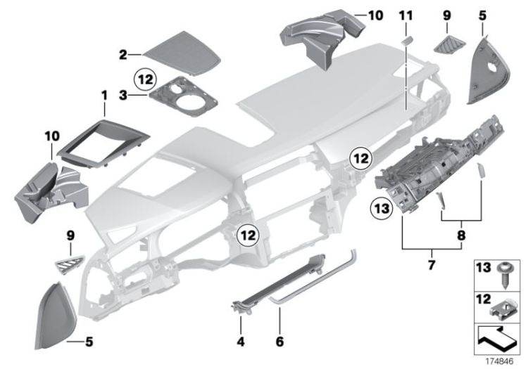 51457067987 C clip nut Vehicle trim Instrument carrier  mounting parts BMW 7er G11 E92 E60 E61 F01 F02 F04 E89 >174846<, C-clip tuerca