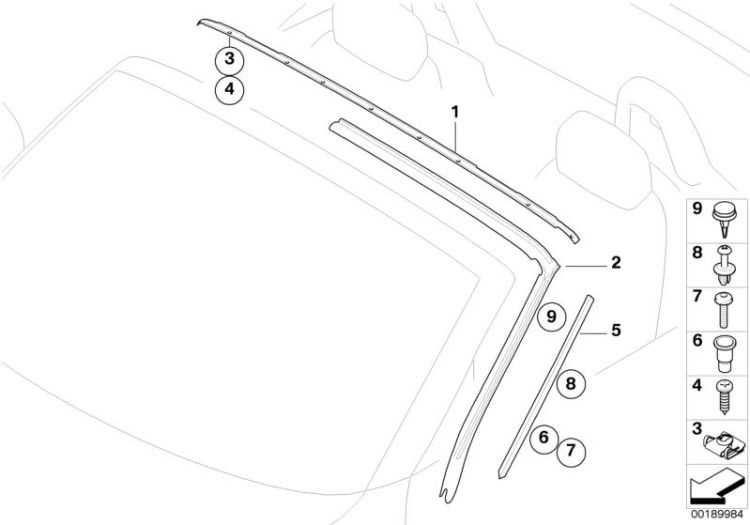 Joint d`auvent de montant A, numéro 02 dans l'illustration