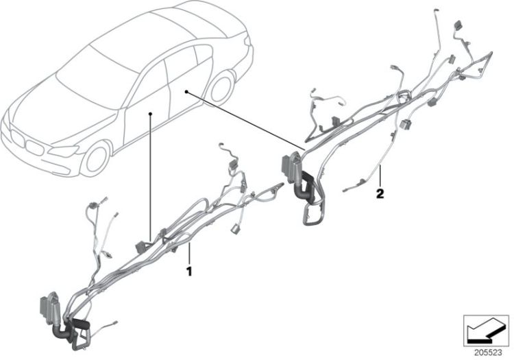 61129320296 Door cable harness driver´s side Vehicle electrical system Supplementary cable sets BMW 5er F10 61129303633 F07N >205523<, Fascio di cavi della porta (lato guida)