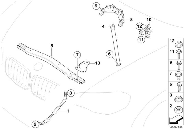 51717159587 ROD LEFT Vehicle trim Various body parts BMW X6 F16 E72 E70 E71 >207445<, Puntell. sinistra