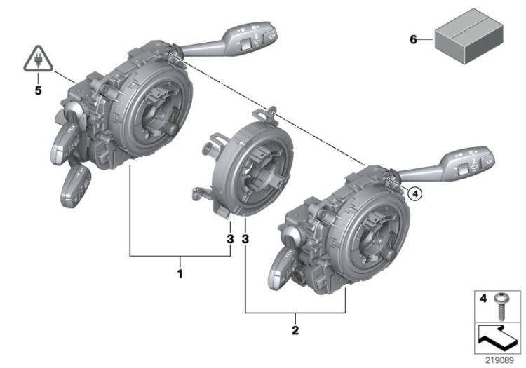 Switch cluster steering column, Number 02 in the illustration