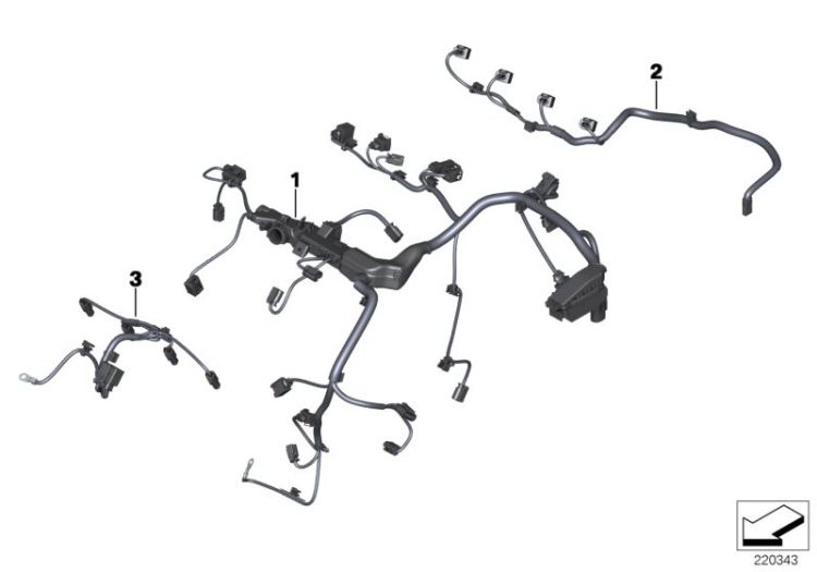 Kabelbaum Motor Injektormodul, Nummer 02 in der Abbildung