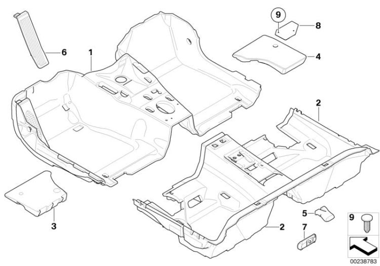 Insert, footwell, rear, Number 07 in the illustration