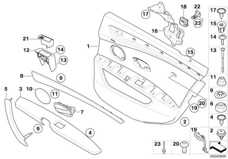 51427233377, 51426984575 Door lining leather rear left Vehicle trim Door trim panels lateral trim panels BMW 5er F07 E61N >242605<, Rivestimento pelle posteriore sinistra