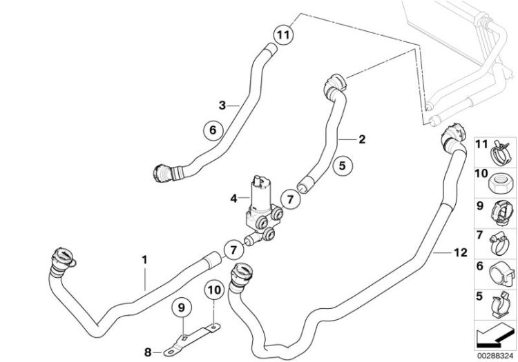 Hose f add.water pump snd heat.radiator, Number 02 in the illustration