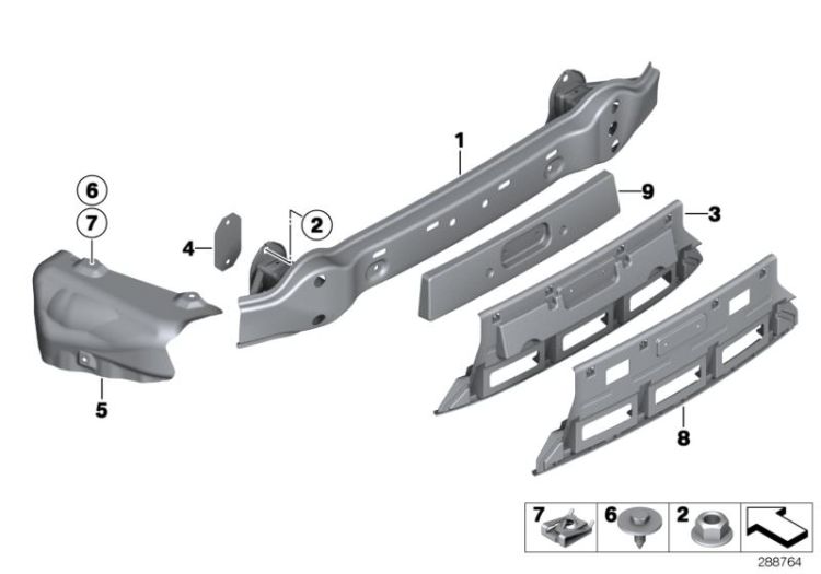 Heat insulation bumper, rear left, Number 05 in the illustration