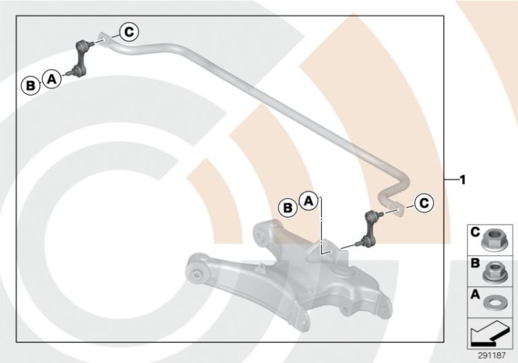 33322296223 Repair kit anti roll bar links Rear Axle rear axle with suspension BMW 6er E24 E39 >291187<, Kit di riparazione supporto oscillante