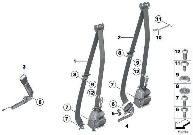 Upper seat belt REMA, front left, Number 02 in the illustration