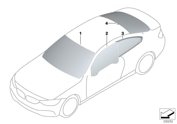 51317285900 Green windscreen Vehicle trim Glazing BMW 4er F33 F32 F82 F82N >330252<, Parabrezza verde