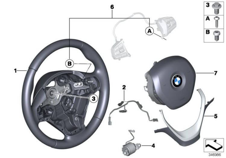 32306863350 Sport steering wheel leather Steering Steering wheel BMW 3er F34 32306854764 F22 F23 F30 F31 F34 F33 F32 >346986<, Volante sportivo in pelle