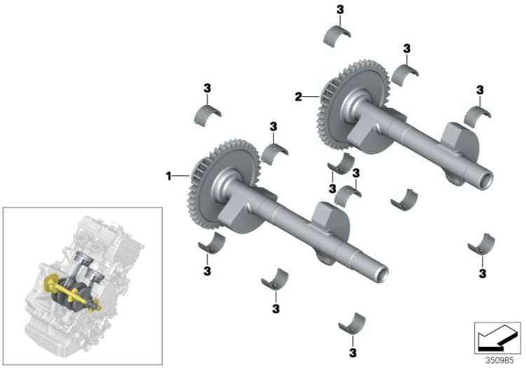 Counterbalance shaft, top, Number 01 in the illustration