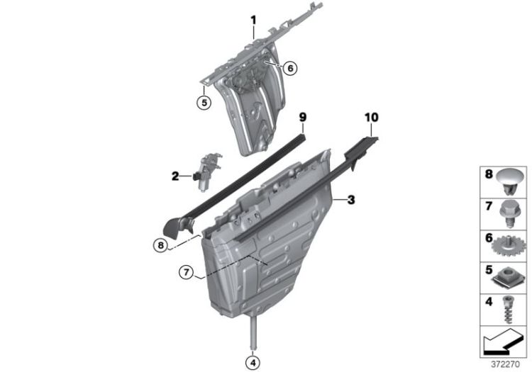 Finisher, side window, rear left, Number 10 in the illustration