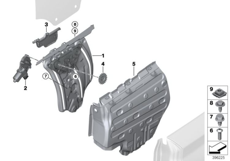 Window lifter rear left, Number 01 in the illustration