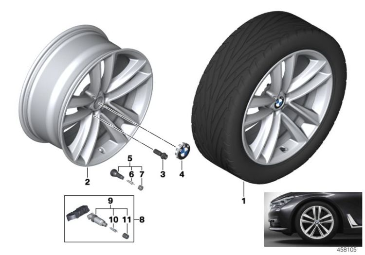 36116881665 Light alloy rim Ferricgrey Wheels Light alloy rim BMW X1 E84 6er  G11 7er  >458105<, Rueda de disco metal ligero Ferricgrey