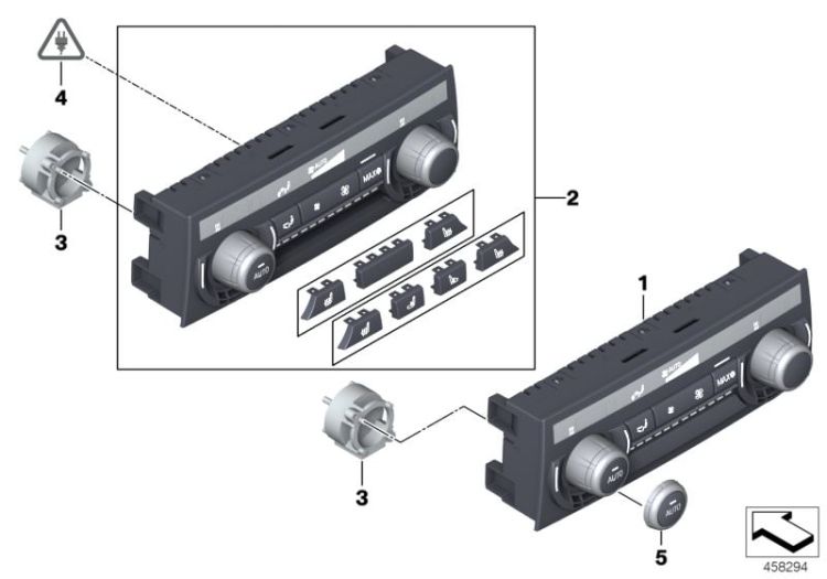 61319290753 Repair kit A C control panel rear cabin Vehicle electrical system Switch BMW 7er G11 61319223390 F07 F06 F01 F02 F04 >458294<, Kit di rip. q. comando climat. retro ab.