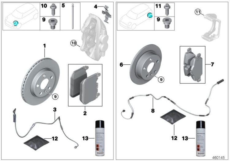 Repair kit, brake pads asbestos-free, Number 02 in the illustration