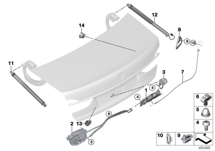 51247441014 Lock trunk lid Bodywork Trunk lid BMW X1 E84 51242700762 G30 G11 7er  F90 >460489<, Serratura di portellone