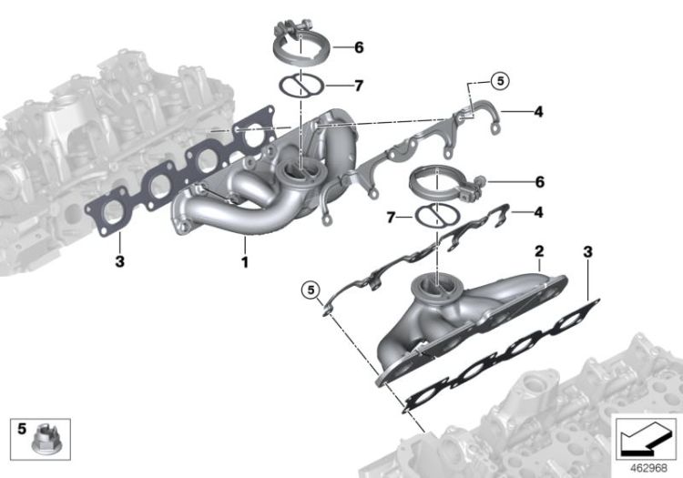 11627638778 Exhaust manifold Engine Exhaust manifold BMW X1 E84 11627576987 F07 F10 F11 F12 F13 F06 F01 G11 F02 7er  F04 E72 G30 X5  E71 F16 >462968<, Codo de escape