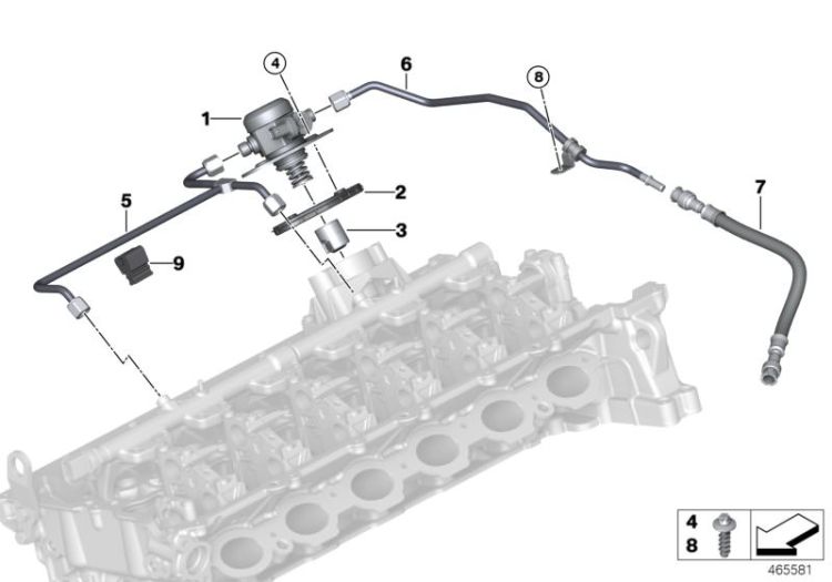 13538605242 High pressure pipe Fuel Preparation System Fuel injection system BMW X1 E84 F33 F32 G30 5er  6er  G11 7er  F23 F22 X3  >465581<, Condotto ad alta pressione