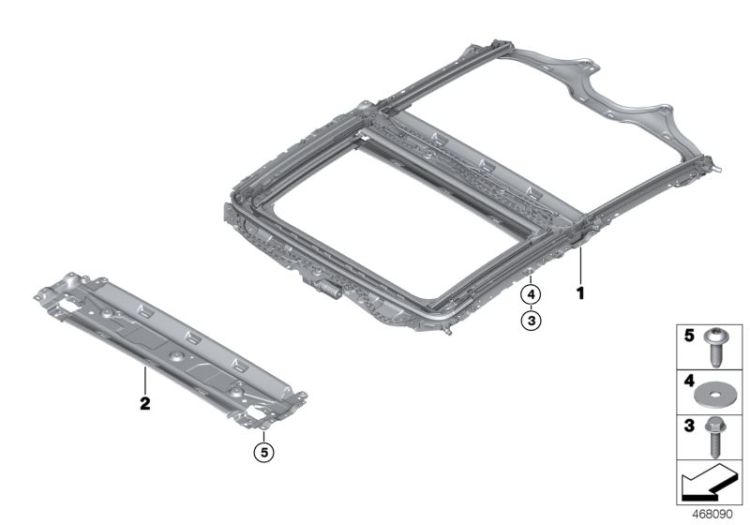 54107409145 Panoramic roof frame Sliding Roof  Folding Top Lift up and slide back sunroof BMW X1 E84 7er  >468090<, Telaio tettuccio panoramico