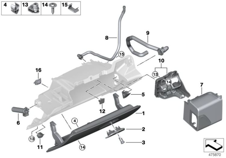 07149380211 U bracket Vehicle trim Instrument carrier  mounting parts BMW X1 E84 G11 7er  >475870<, Abrazadera en U