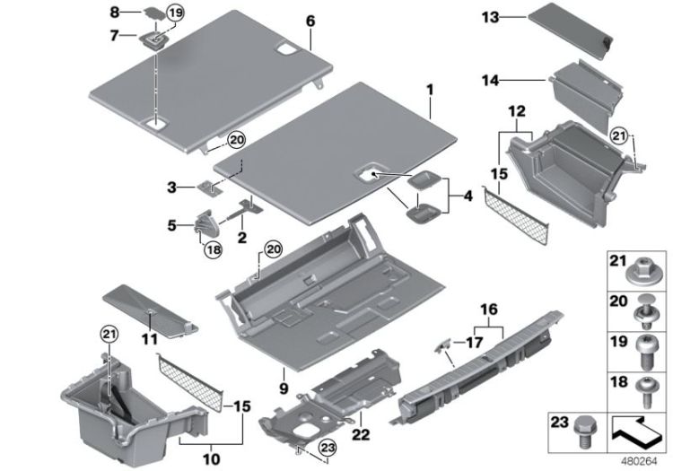 Deckel Staufach rechts, Nummer 13 in der Abbildung