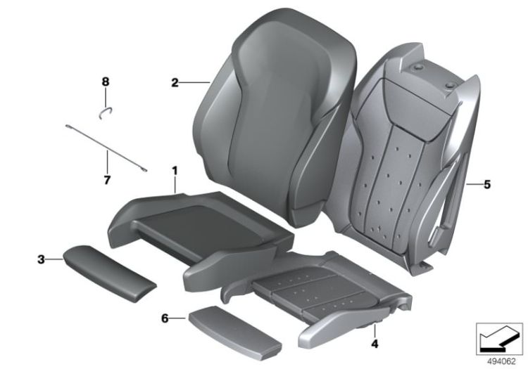 Cloth/leather cover sport backrest right, No. 02 in the picture