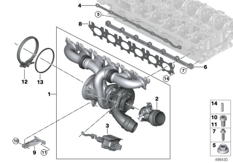 Exhaust manifold/turbocharger gasket , Nr. 08 in der Abbildung