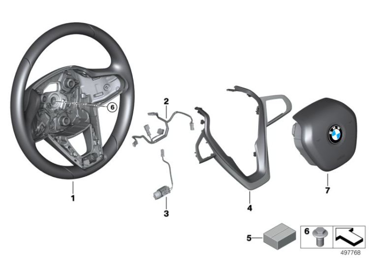 Steering wheel, leather, Number 01 in the illustration